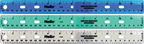 Pens Helix Standard Ruler, 12 Inch / 30cm, Assorted Colors (13105)