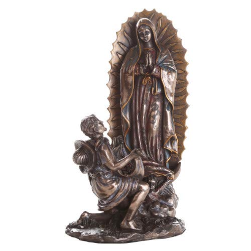 Pacific Trading Giftware 10 Inch Our Lady of Guadalupe San St Juan Diego Saint Estatua Virgen Miracle Religious Collectible Figurine Cast Bronze Statue