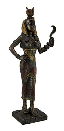 Unicorn Studio Veronese Design Egyptian Goddess Hathor Holding a Cobra Statue