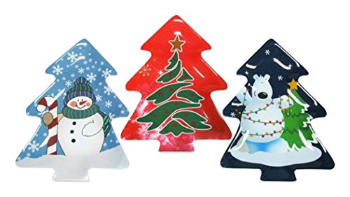 Chef Craft 21739 3 Christmas Tree Shaped Plates