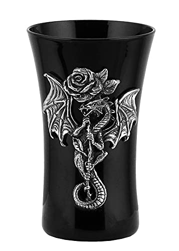 Unicorn Studio 3.38 Inch Dragon with Rose Shot Glass, Black and Silver Color