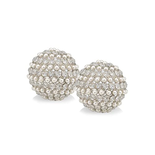 Modern Day Accents Facetas Perla 5" Cristal & Pearl Spheres - Set of 2