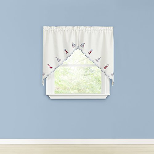 Belle Maison RENAISSANCE HOME FASHION Lighthouse Embroidered Swag Pair, 56" x 38"
