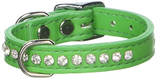 OmniPet Signature Leather Crystal and Leather Dog Collar, 10", Emerald