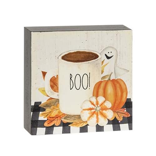 Blossom Bucket 226-30359 Boo Halloween Block Sign, 4-inch Square
