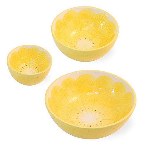 Boston International Ceramic Nesting Bowls, Set of 3, Lemon Drop