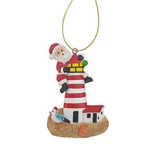 Beachcombers B21751 Resin Santa on Lighthouse Ornament, 3.75-inch High, Multicolor