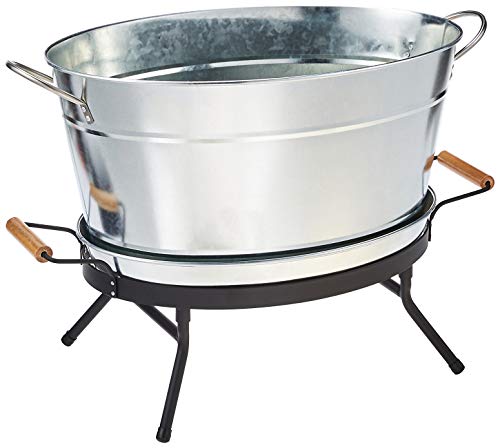 Tablecraft 123482 Beverage Tub Set, 6 Gallon, Galvanized/Black