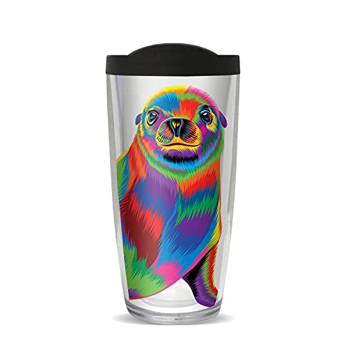 FREEHEART 22oz Tumbler - SEA LION- PD Moreno Pop Colors with Black Lid