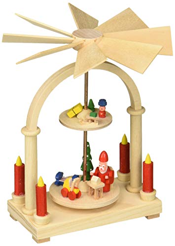 Alexander Taron 074-145 Dregeno Mini Pyramid-Santa with Toys-2-tiers-4.5" H x 3.25" W x 1.75" D, Brown