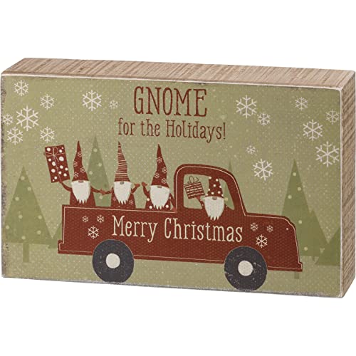 Primitives by Kathy 108397 Gnome for The Holidays Box Sign, 8-inch Length, Multicolor