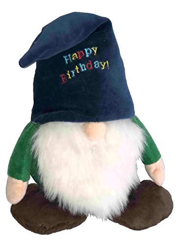 Pet Lou Durable Plush GNOME Dogs and Cats Toys with Multi-Squeak and Crinkle in Different Size (13 INCH Brithday Gnome), Black (DAT60013)