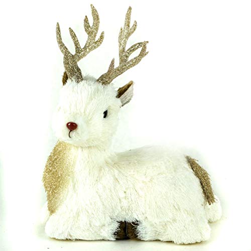 Midwest Design Imports White Laying Tinsel Deer, 7.5"