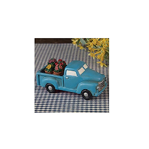 The Country House Collection 30410 Little Truck with Flowers, 3-inch Length, Blue