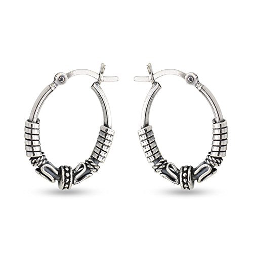 LeCalla Sterling Silver Jewelry Light-Weight Balinese Hoop Earring for Girl Women