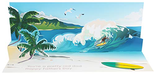 Up With Paper Pop-Up Panoramics Sound Greeting Card - Surfing