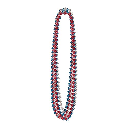 Beistle 50854-RSB Patriotic Star Beaded Necklaces, Red/Silver/Blue