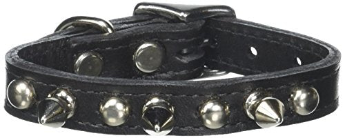 OmniPet 6079-BK10 Signature Leather Pet Collar with Spike and Stud Ornaments, Black, 1/2 by 10"