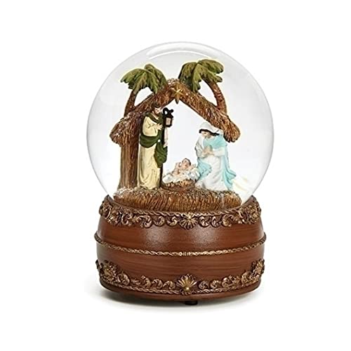 Roman 134080 Musical Holy Family with Palm Trees Dome, 6.25-inch Height