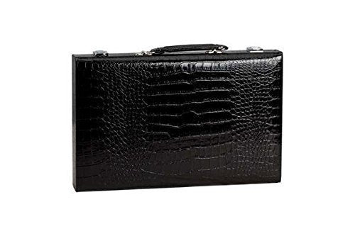 CHH 14.75" Alligator Leatherette Backgammon Set with Cork Board, Black