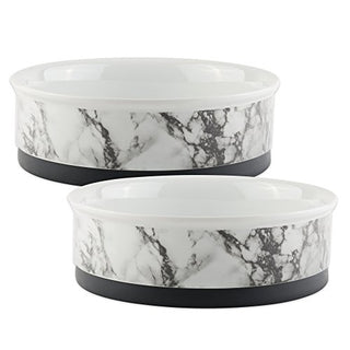 DII Design Bone Dry Elegant Marble Design Ceramic Pet Bowl, Medium - 6 x 6 x 2, 2 Piece
