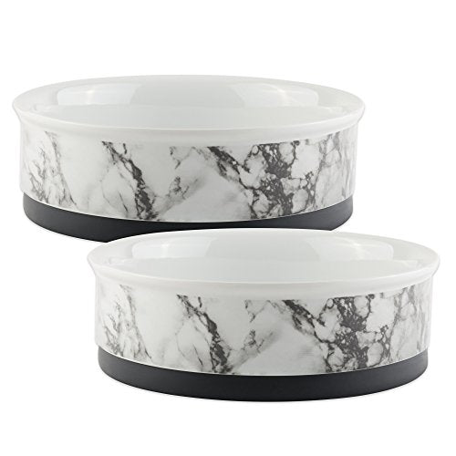 DII Design Bone Dry Elegant Marble Design Ceramic Pet Bowl, Large - 7.5 x 7.5 x 2.4, 2 Piece