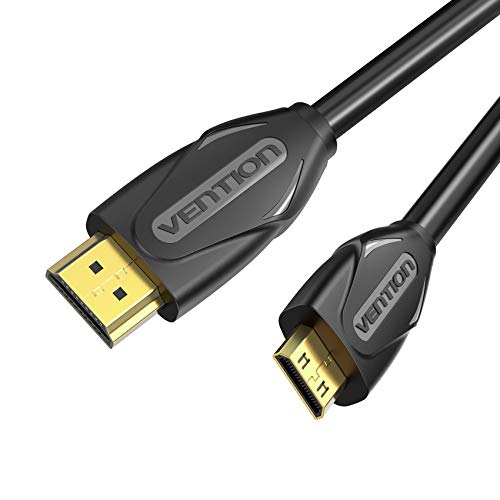 Mini HDMI to Standard HDMI Cable 4.5ft,VENTION 4K HDMI to Mini HDMI Bidirectional High Speed Adapter 1080p HD with Audio Return Channel Compatible for HDTV,Camera,Camcorder,Tablet,Projector