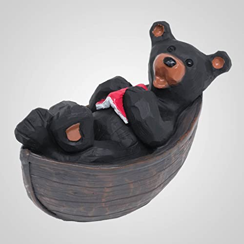 Lipco Bear Reading Book in Boat Figurine , 4.50-inch Length, Polystone