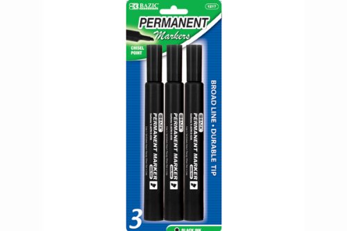 BAZIC Black Chisel Tip Jumbo Permanent Marker (3/Pack)