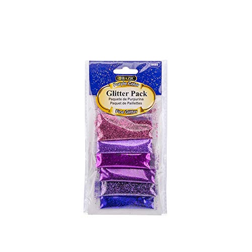 BAZIC 2g Purple Color Glitter Pack, Metallic Sparkle Powder for Kids Slime Paint Art Nail Skin Halloween Party (6/Pack), 1-Pack