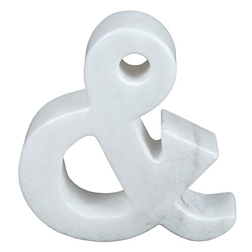 Creative Home 74864 Natural Marble Stone Letter Ampersand, Bookends, Paper Weight, 5.5" W x 5-7/8" H, 1-1/2" D, Off-White (patterns may very)