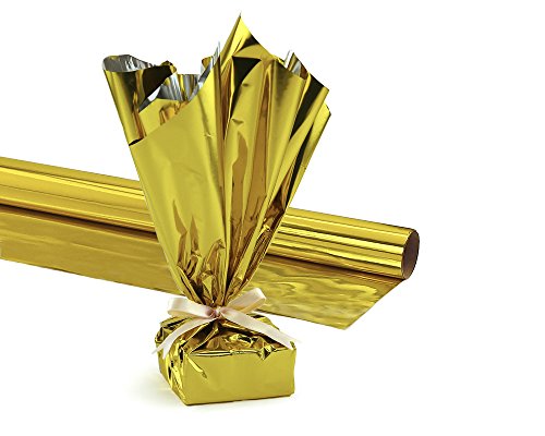 Hygloss Products Mylar Gift Wrap Roll - Great for Gift Bags, Baskets  24 Inch x 8.3 Feet, Gold (n/a)