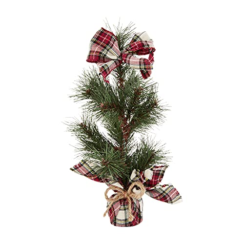 Mud Pie Wrapped Pine Tree, White, 13.5-inch Diameter