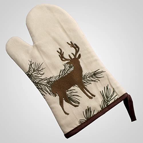 Lipco Deer Pine Applique Hot Mitt, 13-inch Length, Fabric, for Kitchen Accessories, Oven, Hot Pot Holder