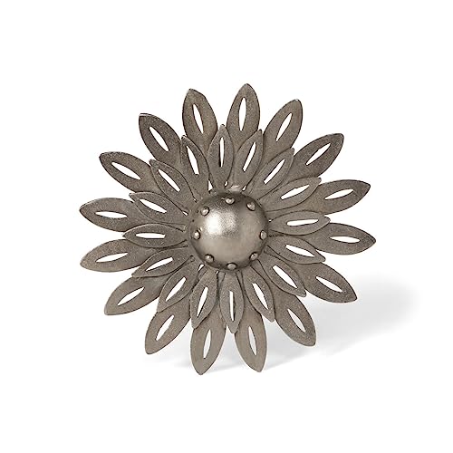 Park Hill Collection Aged Nickel Wall Dahlia, Small, 6.5-inch Diameter, Iron, For Decorative Use, Wall Decor, Home, Office, Kitchen, Living Room, Indoor