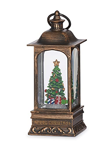 Roman Christmas - Lighted Lantern with Rotating Christmas Tree, 9.25" H, Christmas Collection, Plastic, Christmas Giftware, Inspirational, Durable, Long Lasting, Beautifully Detailed, Battery Operated