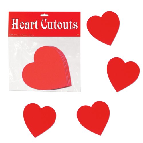 Beistle Printed Heart Cutouts, 4√ì, Red, 10 Piece Pack