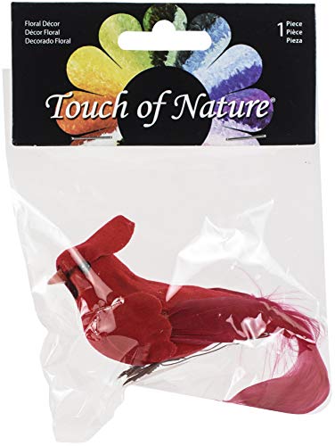 Midwest Design Touch of Nature 20942 Mushroom and Feather Cardinal, 4-Inch, Red