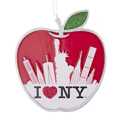 Kurt Adler NY2904 I Love NY Apple Hanging Ornament, 4-inch Height, Resin