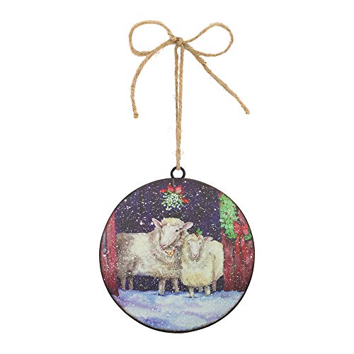 Melrose 83051 Barn and Sheep Disc Ornament, 5.75-inch Height, Iron