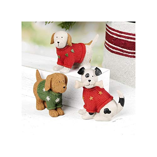 Blossom Bucket 208-12795 Dogs in Christmas Sweaters Figurine, Set of 3