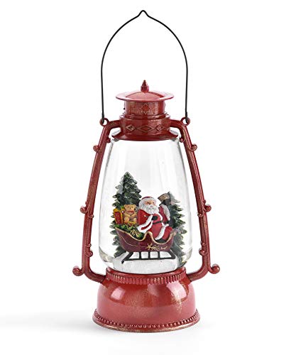 Giftcraft 664138 LED Red Water Lantern with Santa, 10.83-inch High