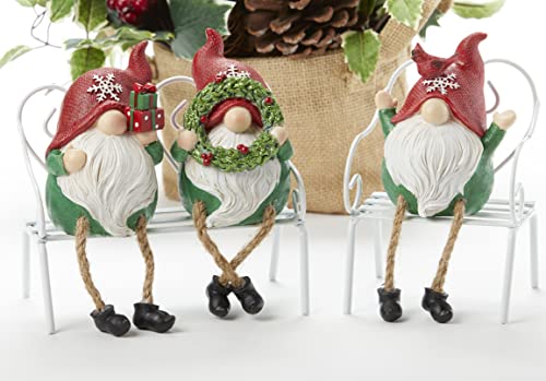 Delton Resin Rope Leg Christmas Gnome, 3 Assortment