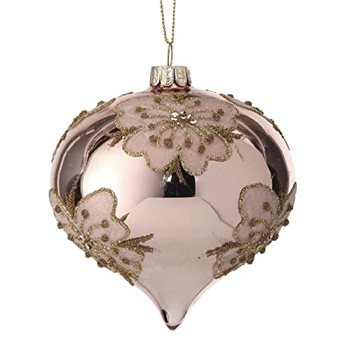Regency International Beaded Butterfly Onion Hanging Ornament, 4-inch Height, Pink Champagne