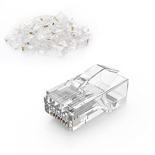 CableCreation Cat6 RJ45 Connector 50 Pack, Cat6 RJ45 Ends 8P8C UTP Network Plug for Cat5 Cat5e Cat6 Stranded Cable Solid Crystal Head