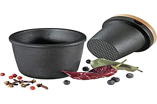 Frieling Zassenhaus Cast Iron Spice Grinding Set with Beech Wood Lid, 3" Grinder, Black