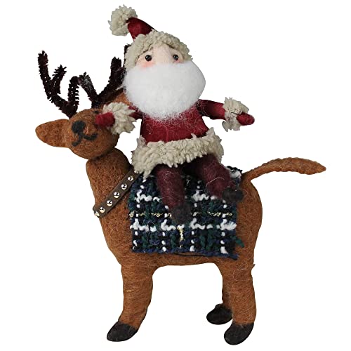 HomArt Santa on Deer Left Figurine, 9.5-inch Height, Felt