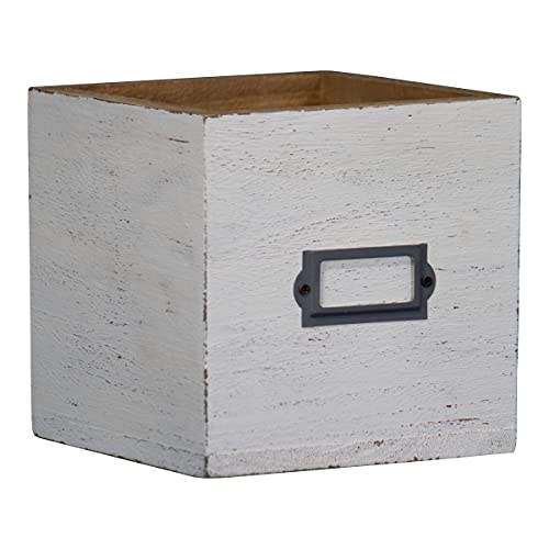 Foreside Home & Garden White Brushed 6x6 Decorative Wood Storage Box