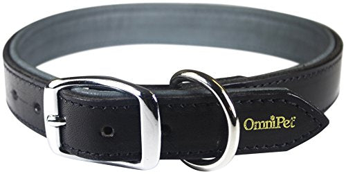 OmniPet Deer Tan Leather Dog Collar, 3/4" x 19", Black