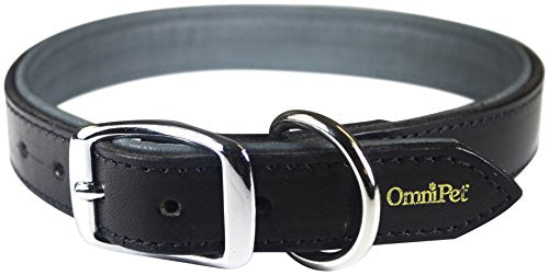 OmniPet Deer Tan Leather Dog Collar, 1" x 27", Black